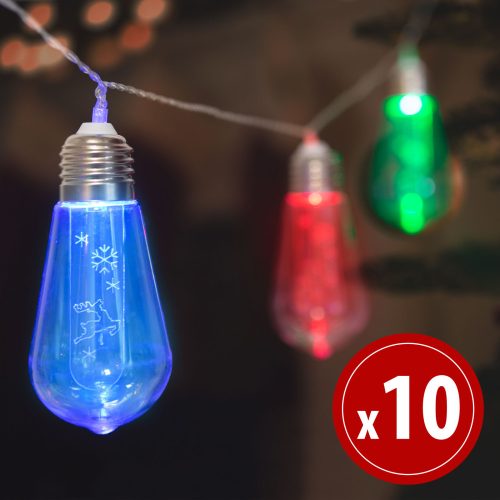  Family Christmas - LED fényfüzér - Villanykörte - 10 LED